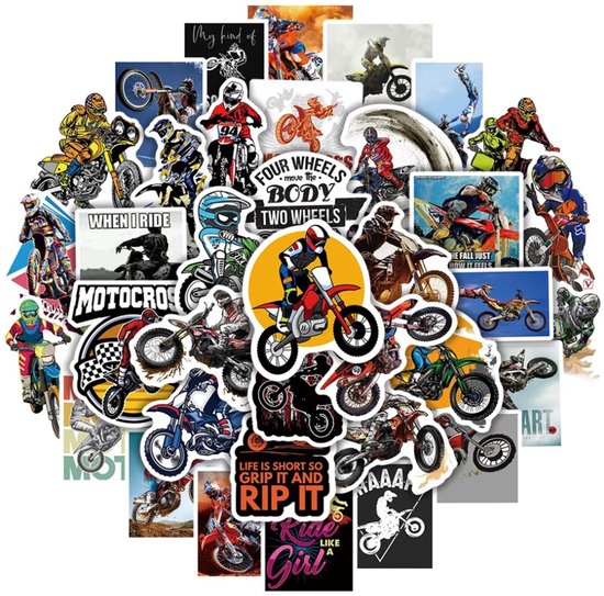 Ulanax® | Motorcross stickers - Motor stickers - Voor motorliefhebbers - Decoratie - 50 stuks