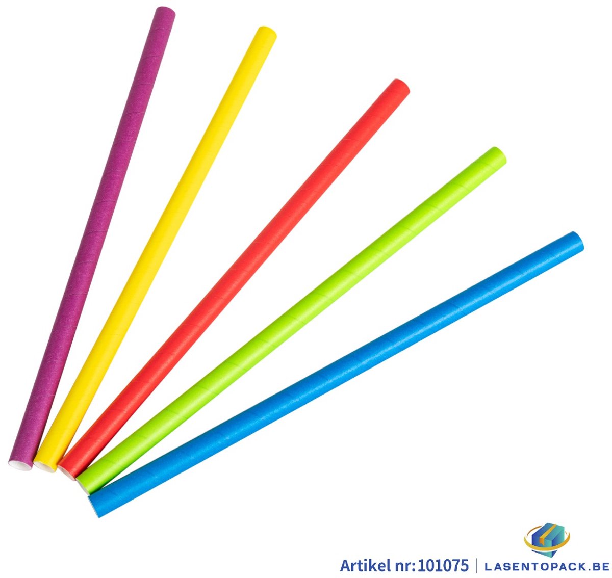 300x BIO Papieren milkshake rietjes 10mm x 240mm Mix Velle Kleuren