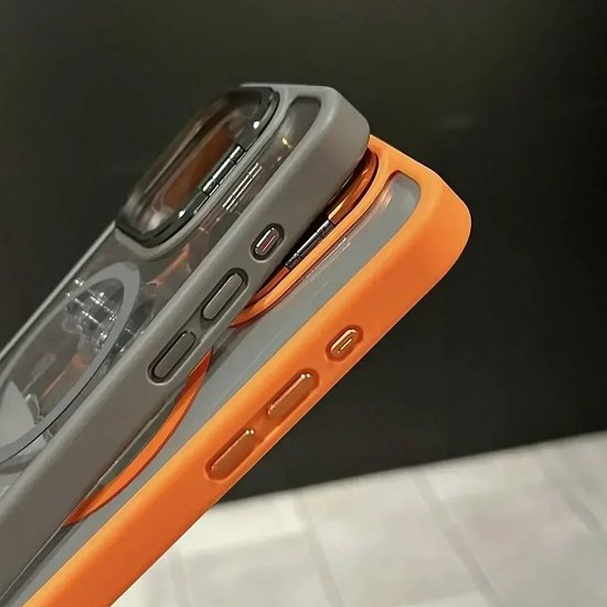 iPhone 12 Pro / 12 Magsafe Camera Glass Door Shield Silicone Case / MagSafe Hoes met Camera Bescherming, Kickstand & Glazen Deur Blauw