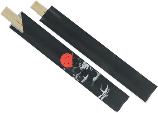 100x Chopsticks Eetstokjes 21cm in zwart hoesje