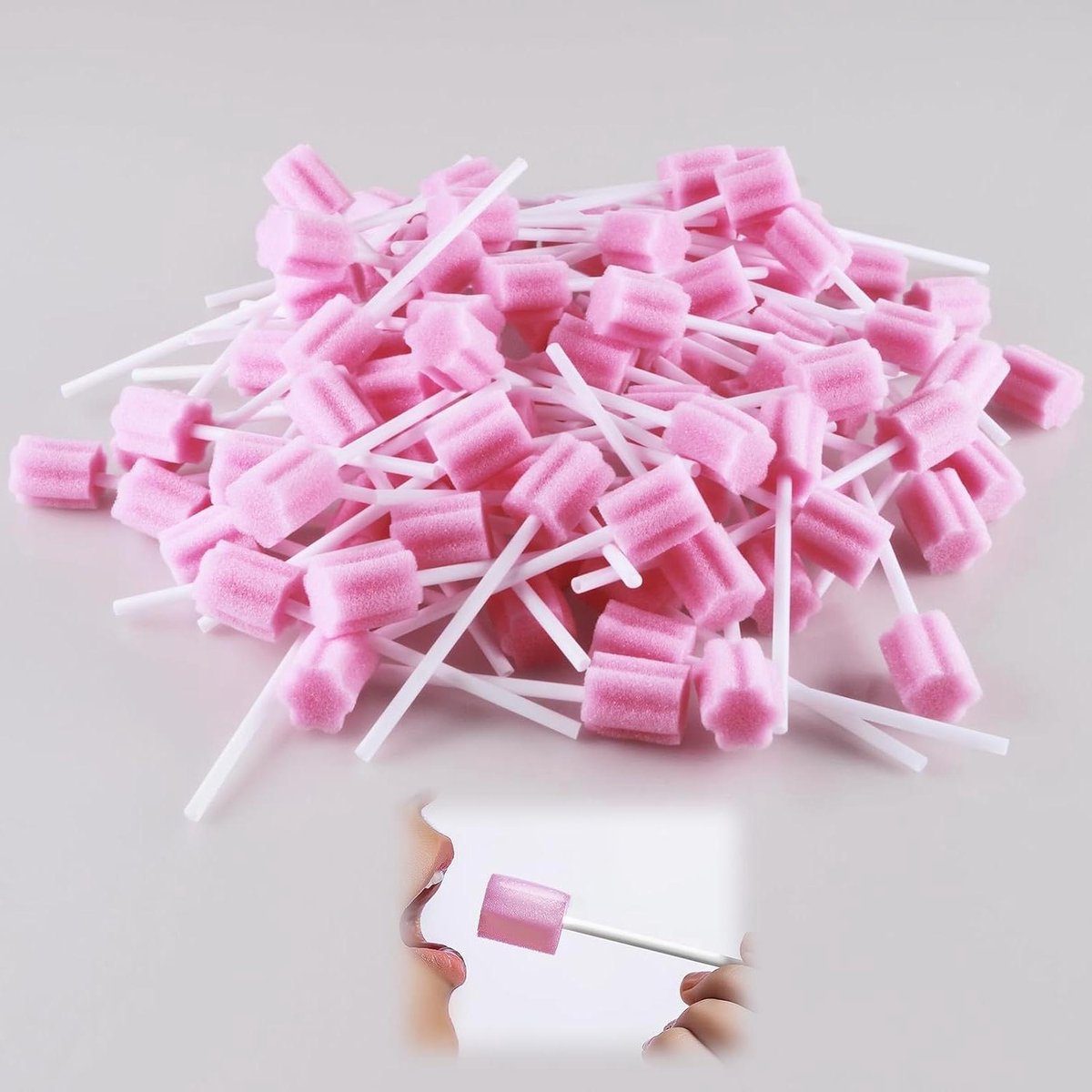 Pack van 100 Wegwerp Mondverzorging Sponzen Draagbare Mondsponsjes Wegwerp Mondverzorgingsstaafjes voor het Reinigen van Tandheelkundige Klinieken 10 cm Wegwerp