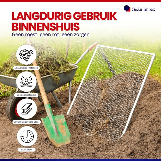 GeZu Impex Tamis pour Terre 100 x 60 cm Galvanisé à chaud