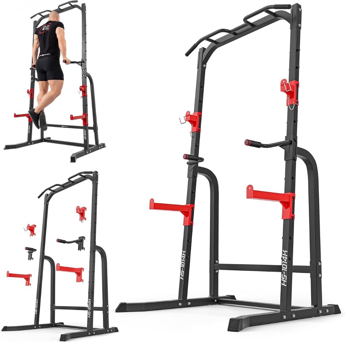 Thuys – Squat Rack – Power Rack – Haltersteunen – Half Rack – 123 x 103 x 217cm – Zwart