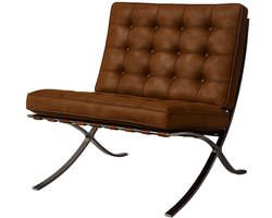 Barcelona Chair - Bruin Vintage - Stoel - Fauteuil - Luxe Variant