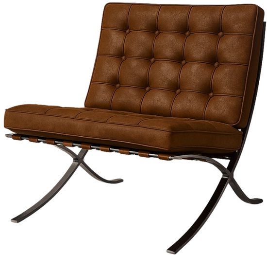 Meubilair Barcelona Chair Luxe fauteuil stoel van suéde leder