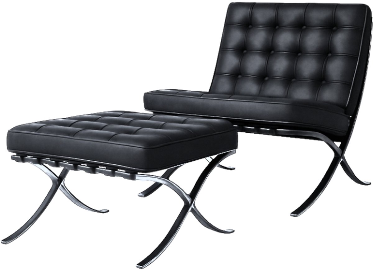 Oslo Chair + Hocker - Zwart - Fauteuil - Stoel - Luxe Variant