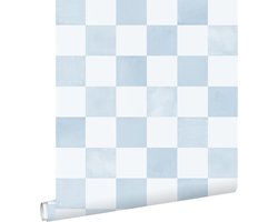 ESTAhome behang geblokt motief blauw - 53 cm x 10.05 m - 131286