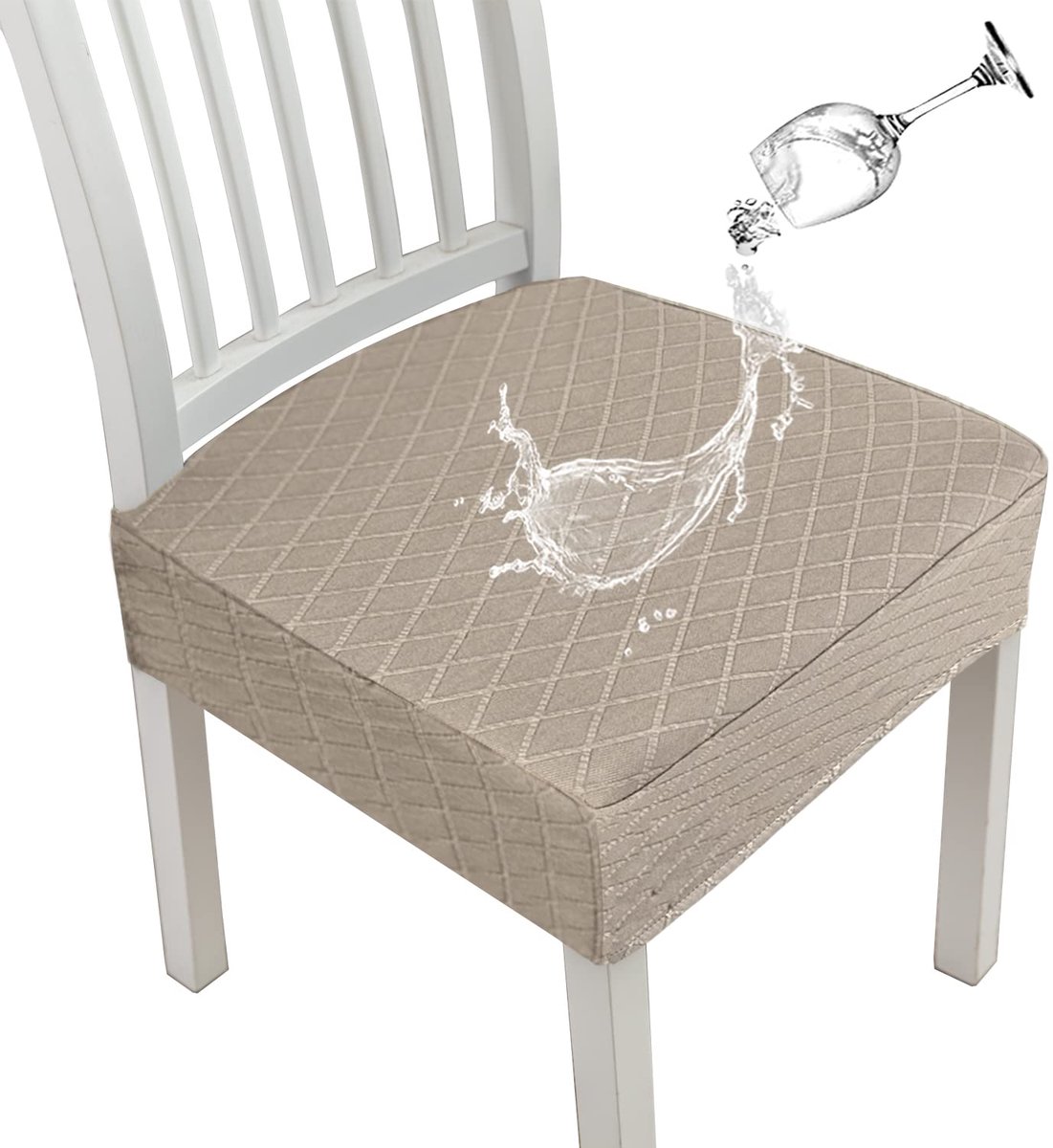 Ibenzoa® Waterdichte Eetkamerstoelhoezen - Kaki, Set van 2