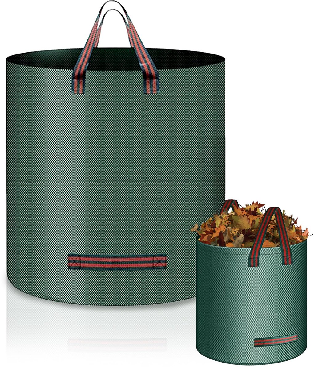 Ibenzoa® 2 Stuks Tuinafvalzakken 272 Liter, Opvouwbaar, Groene Snijzakken PP Weefsel