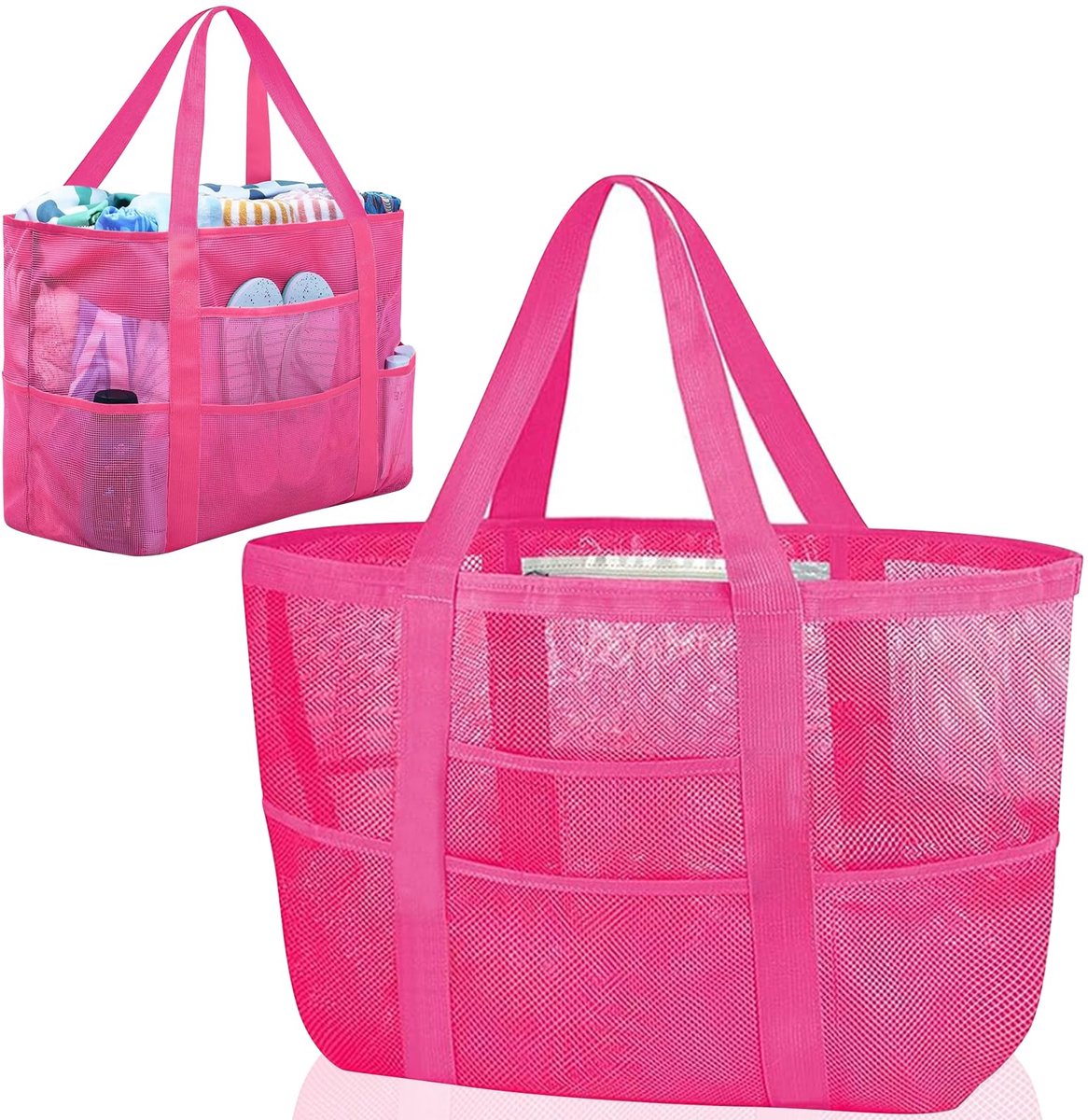 Ibenzoa® Grote Mesh Strandtas voor Dames XXL Familie Opvouwbaar - Zandtas, Zwembadtas, Reistas