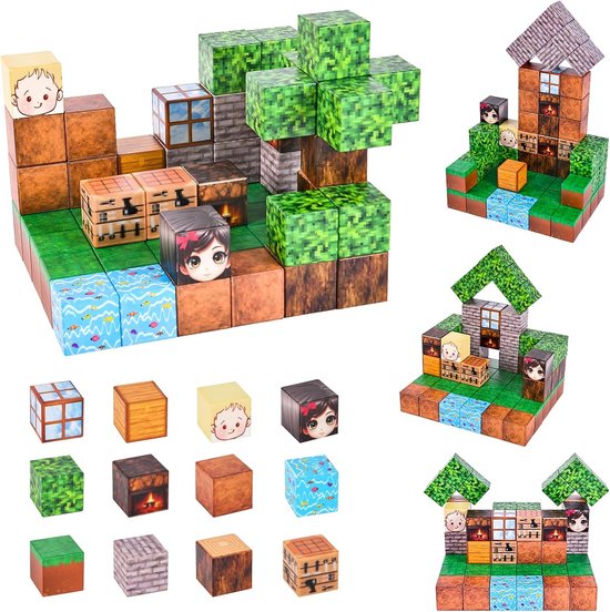 Magnetisch Bouwspeelgoed 60-delig – Magnetische Bouwstenen voor Kinderen – STEM & Montessori Speelgoed – Educatief Constructiespeelgoed vanaf 3 Jaar – Cadeau voor Jongens en Meisjes – Magneten Blokkenset