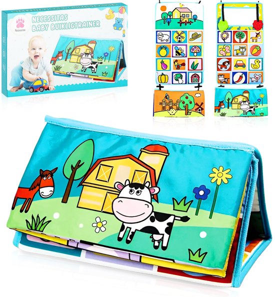 Necessitas ® Buikligtrainer baby - Knisperboekje baby - Tummy Time - Educatief Speelgoed - Speelmat - Montessori Speelgoed - Speelmat - Baby speelgoed 3 maanden