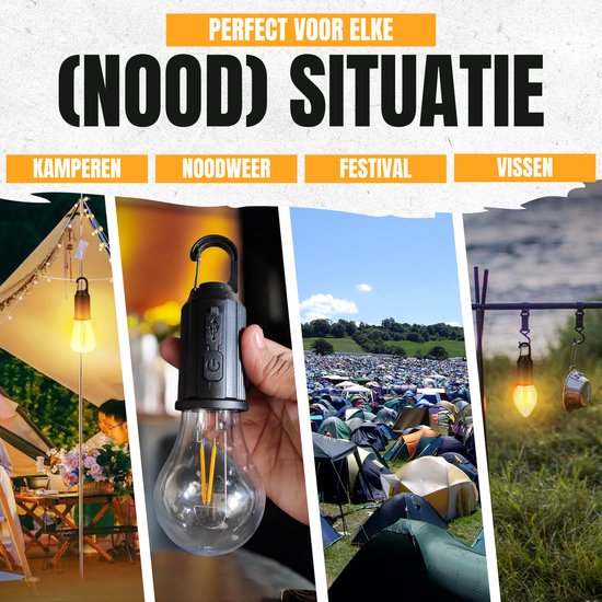 Solar campinglamp 2 stuks - noodlicht - 3 standen - kampeerlamp - campinglamp oplaadbaar - tentlamp — afbeelding 2