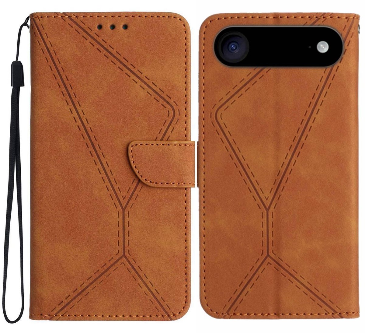 Mobigear Telefoonhoesje geschikt voor Apple iPhone Air Hoesje | Mobigear Stitch Bookcase Portemonnee | Pasjeshouder voor 3 Pasjes | Telefoonhoesje voor Pinpas / OV Kaart / Rijbewijs - Bruin