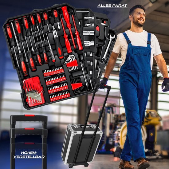 Meister 8971430 Huishoudelijke koffer, 44-delig, gereedschapsset, gereedschap voor dagelijks gebruik, gereedschapskoffer gevuld, gereedschapsset, compleet met gereedschap
