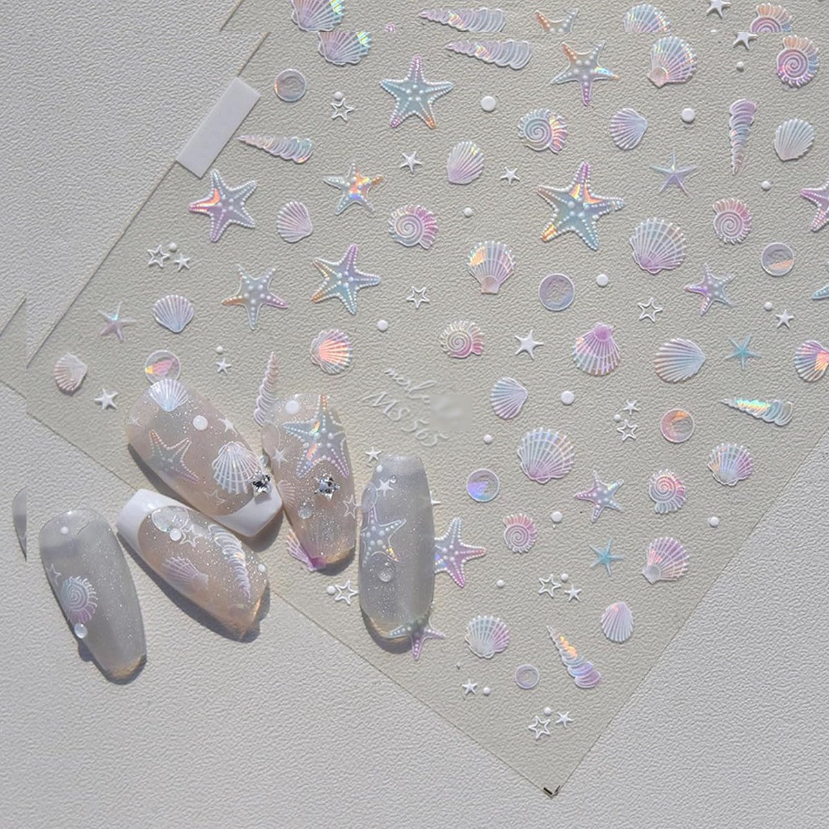 Nail art-Nail Stickers - 3Dfantasiedecoratie - reliëf - oceaan- bubbel- nagelhanger- nagelbedels- schelpen- zeesterren- zomer- sticker- bedels- nagels