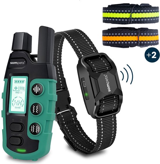 Sompets® Anti Blafband met Afstandsbediening - Blafband voor Honden - Anti Blaf Apparaat Zonder Schok - Oplaadbaar & Waterdicht - Met Geluid & Vibratie - Opvoedingshalsband - Incl. E-book & 2 Extra Halsbanden - Groen