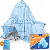 Kit de construction de Fort XL avec 122 pièces - Incl. Sac de rangement et livre électronique de devoirs - Jouets de construction - Jouets éducatifs - Jouets de construction - Construction de cabanes