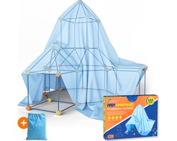 Fort Bouwpakket XL met 122 Onderdelen - Incl. Opbergzak & E-book - Constructiespeelgoed - Speeltent - Educatief Speelgoed - Bouwspeelgoed - Hut Bouwen