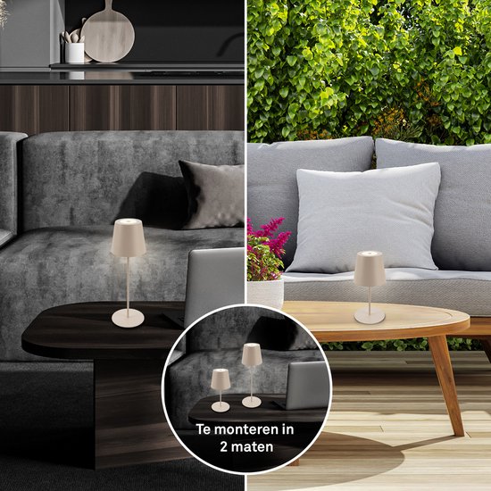 BRILONER - Lampe de table rechargeable - lampe sans fil - avec réglage tactile dimmable - pour intérieur et extérieur - hauteur réglable - 36 cm x 10,5 cm - beige