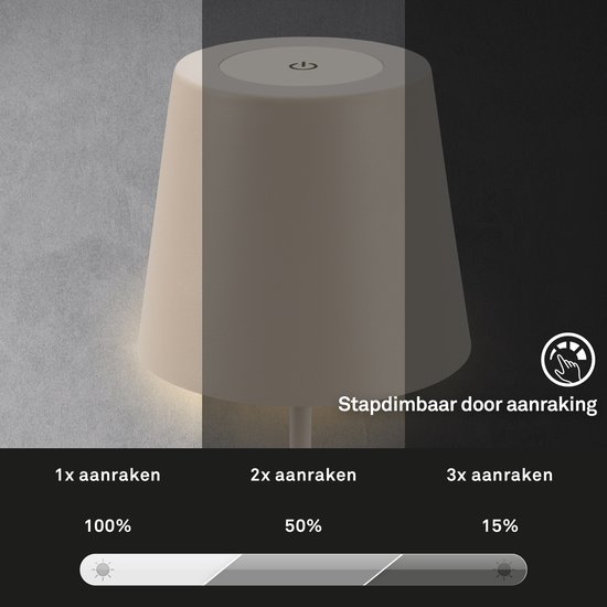 BRILONER - Lampe de table rechargeable - lampe sans fil - avec réglage tactile dimmable - pour intérieur et extérieur - hauteur réglable - 36 cm x 10,5 cm - beige