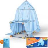 Fort Bouwpakket met 69 Onderdelen - Incl. Opbergzak & E-book - Constructiespeelgoed - Speeltent - Educatief Speelgoed - Bouwspeelgoed - Hut Bouwen