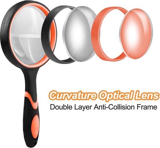 2 Stuks Vergrootglas 75mm – 10x Vergroting, Breekvrije Lens, Antislip Handgreep, Ideaal Voor Lezen En Hobby’s