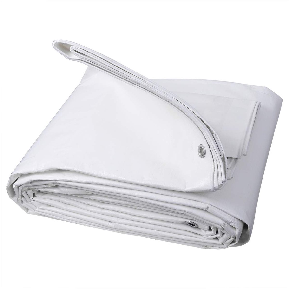 warraich-Wit PE-beschermzeil 180 g/m² – Waterdicht, UV-bestendig met stevige bevestigingsogen-6x8m