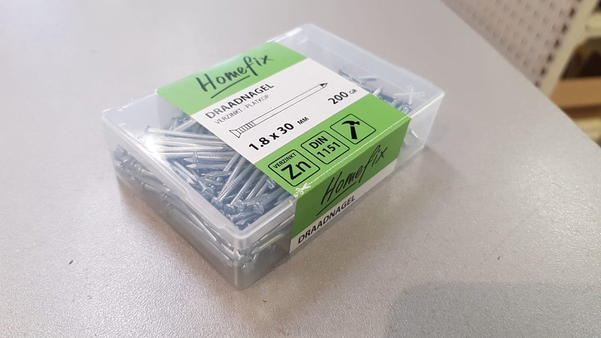 Homefix draadnagel verzinkt platte kop – 1,8 x 30 mm (200 gram)