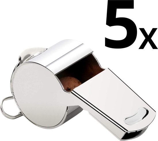 ESTARK® 5x Sifflet d'arbitre professionnel - Sifflet d'arbitre argenté - 5 PIÈCES - Sifflet d'arbitre - Sifflet de sport - Acier inoxydable - Acier - Sifflet - Chrome - Sifflet 5x