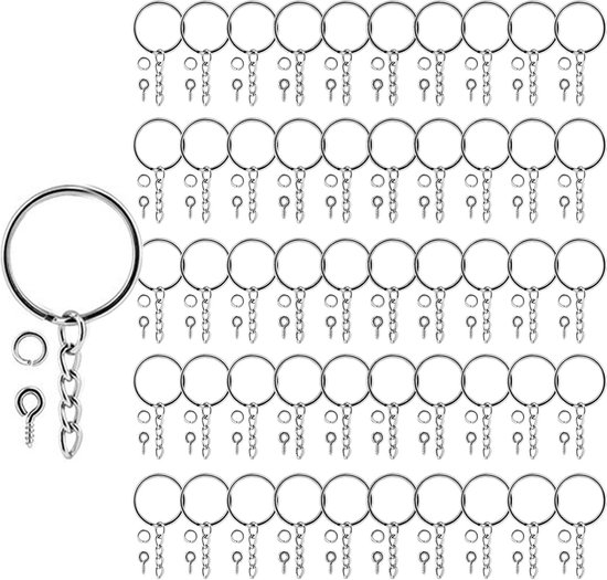Sleutelring met ketting, Messing - De Zilverwinkel