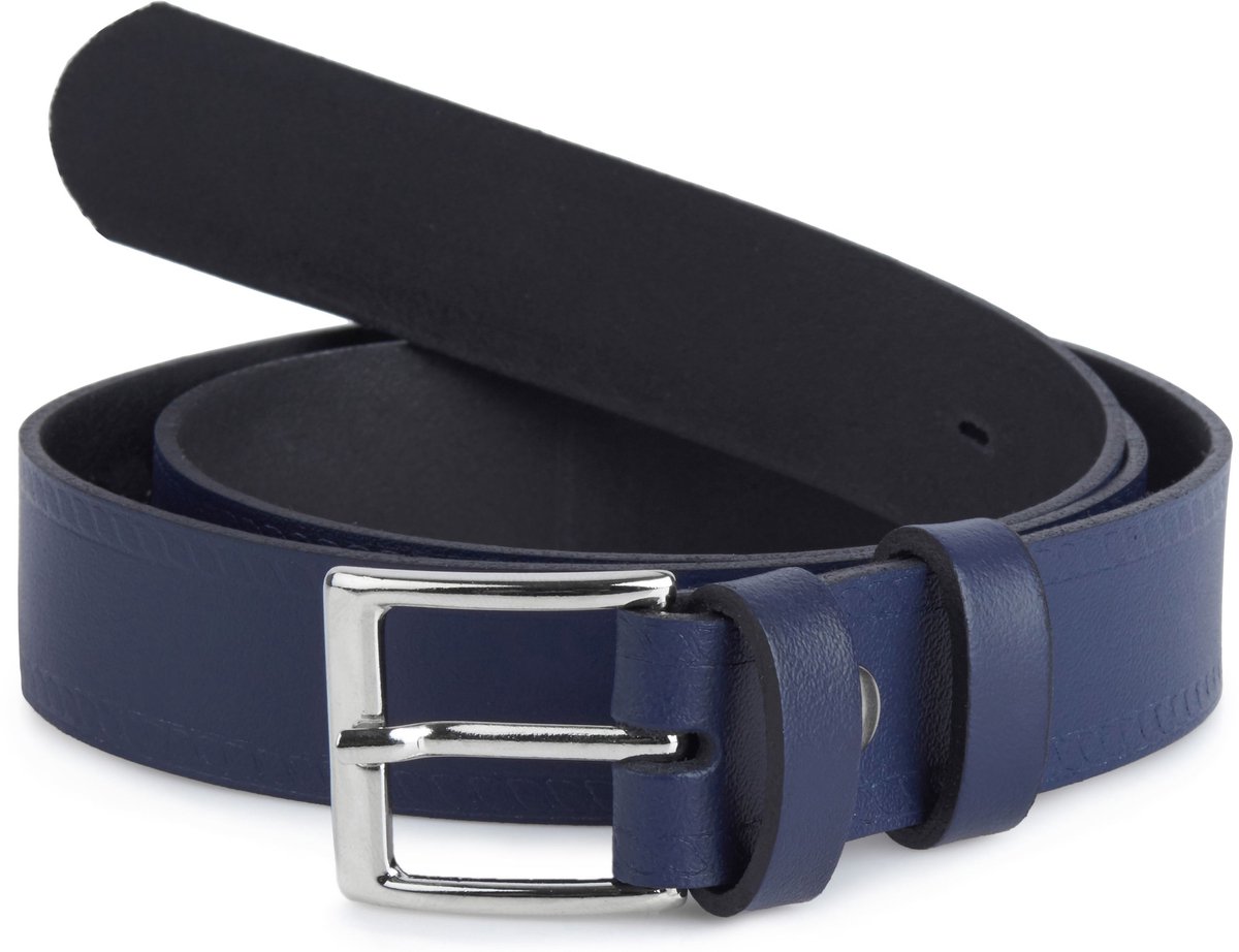 Ladeheid Kinderriem – Riem - Jongens - Broekriem - Verstelbaar - Leer – Marineblauw-2 – 75 cm LA-EL-KIDS