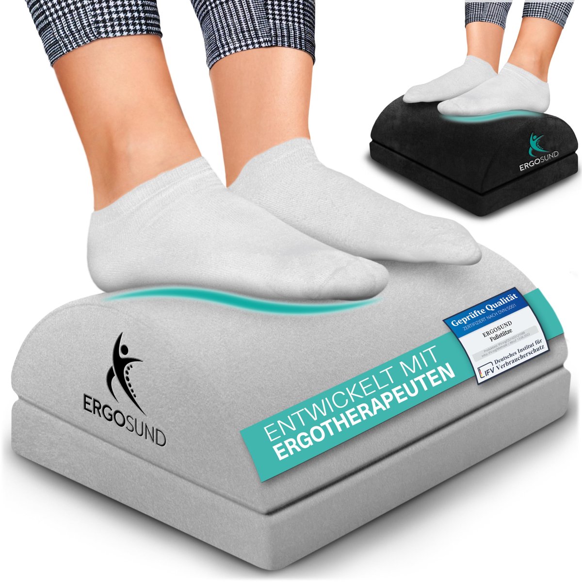 ERGOSUND Voetenbank [TESTWINNAAR] Premium schuimkern, in hoogte verstelbare voetenbank [antislip] Ergonomische voetenbank bureau, thuiskantoor accessoires voetenbank voetenbank voetenbank