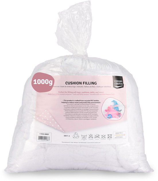 Vaessen Creative Kussenvulling - Vulling voor Knuffels - Polyester Vulmateriaal - 1000g