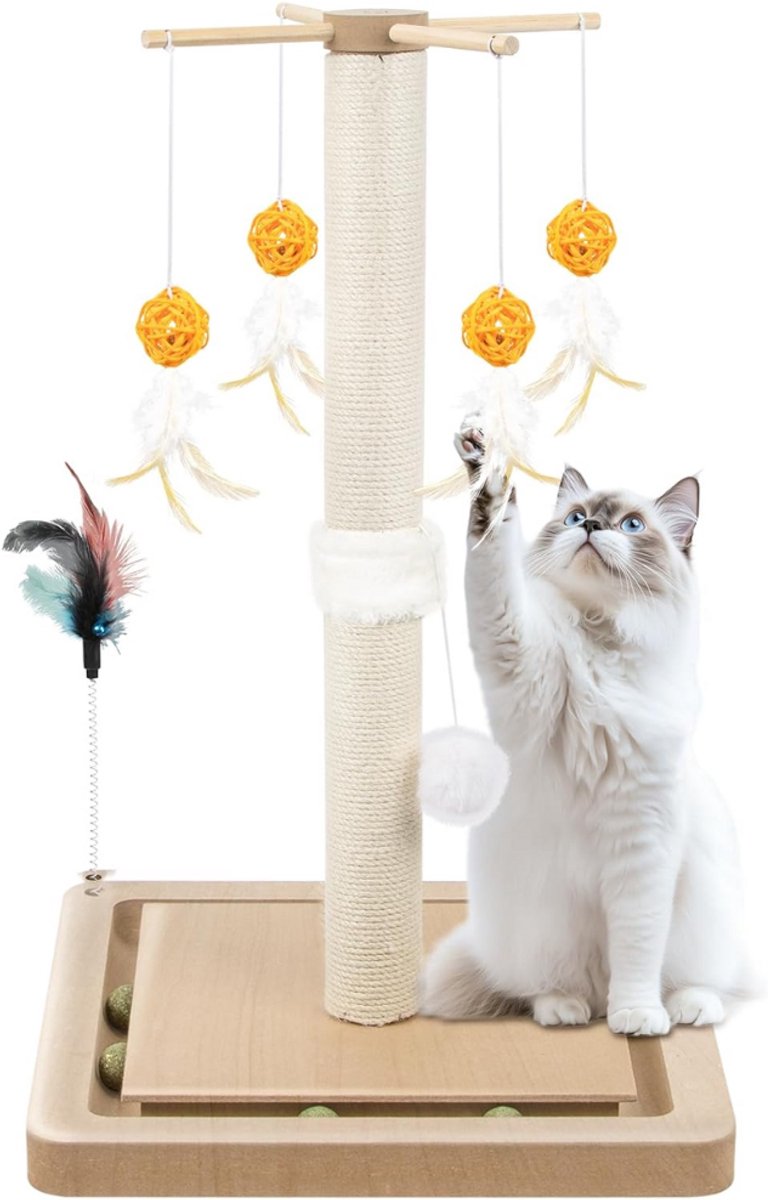 ZRSS® Krabton - Krabpaal voor katten - Klimmeubel - Beige
