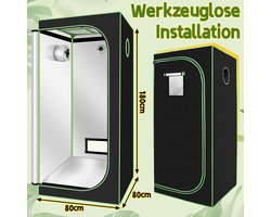 Kweektent Compleet Set Kweeklamp ,80*80*180CM Kweekkast ,Growbox voor Binnen,Groeikas , Alles-in-één Indoor complete kweektent set voor Planten, Groenten en Kruiden