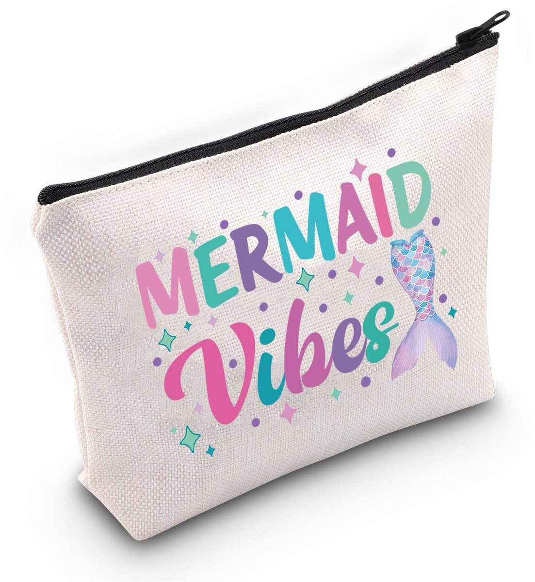 Mermaid Elements Gift Mermaid Vibes Makeup Bag Mermaid Lover Cosmetic Bag Mermaid Tail Merch Mermaid Theme Birthday Party Gift, Mermaid Vibes Bag