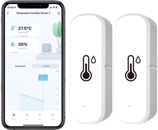 DAZZLEEX 4 Stks Temperatuur en Vochtigheid Sensor, voor Zigbee Smart Thermometer Hygrometer, Temperatuur Vochtigheid Meter App Controle Vierkant
