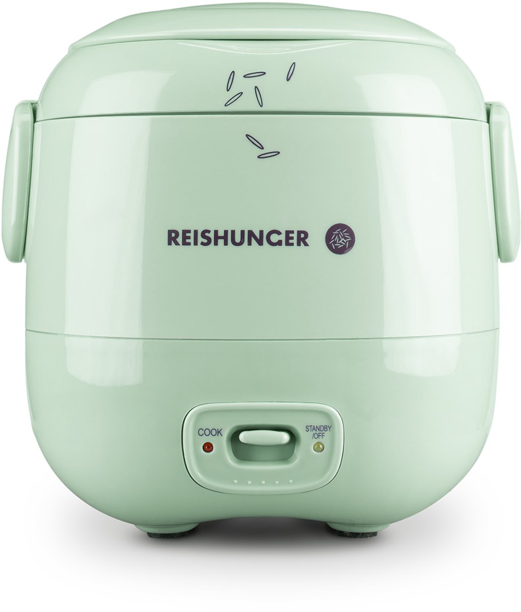 REISHUNGER Mini rijstkoker, saliegroen | 0,3 L - 1-2 porties | Hoogwaardige keramische coating - Premium pan | Handig formaat voor kleine huishoudens en onderweg