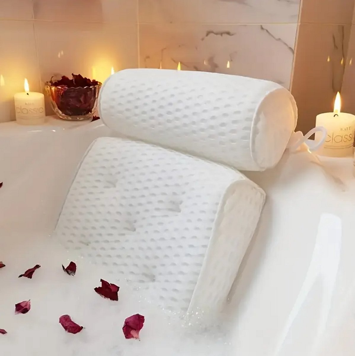 Luxe Spa Badkuip Kussen met Antislip Zuignappen Nek Rugsteun Polyester Geurvrij Badaccessoire