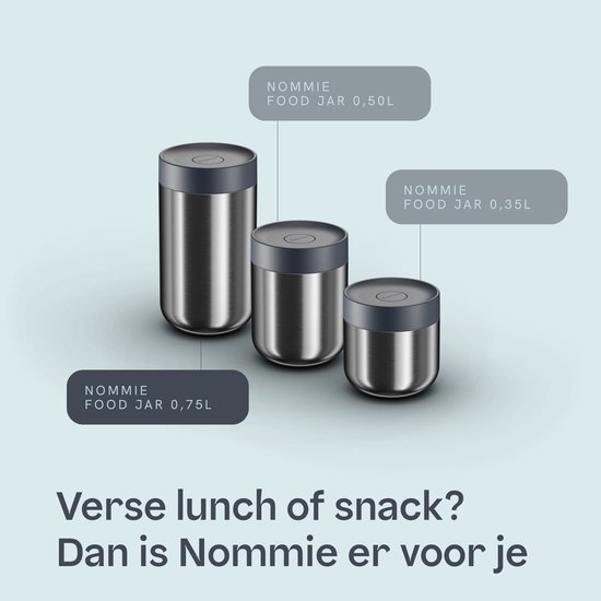 BergHOFF Home Nommie – Boîte à lunch Thermos 0 l – Boîte Thermos étanche – Garde au chaud ou au froid pendant 6 heures – Isolation à double paroi – Récipient alimentaire étanche – Acier inoxydable – Passe au lave-vaisselle – Bleu marine et Argent