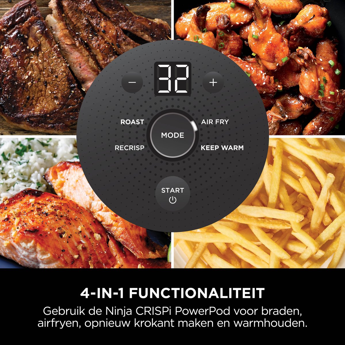 Ninja CRISPi 4-in-1 compact glazen kooksysteem - Airfryer, Roast, Recrisp, Keep Warm - Inclusief twee glazen schalen van 3.8L en 1.4L en bijpassende deksels - 2 Crisper-Plates - Blauw - FN101EUGY — afbeelding 3