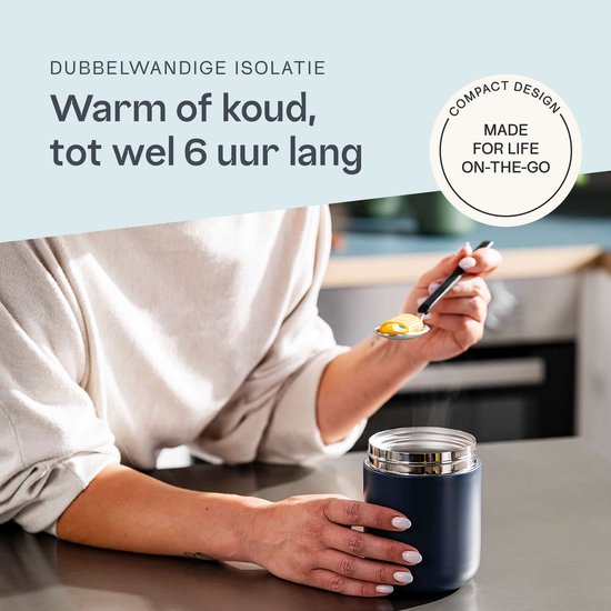 BergHOFF Home Nommie – Boîte à lunch Thermos 0 l – Boîte à lunch Thermos étanche – Garde au chaud ou au froid pendant 6 heures – Isolation à double paroi – Boîte alimentaire étanche – Acier inoxydable – Lavable au lave-vaisselle – Bleu marine