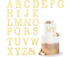IOSPKKIO® 54 Pieces Letter Decoration Cake Gold Cake Decoration Birthday Acrylic 2 Sets A-Z 3D Cake Decoration Capital Letters Cake Top DIY Set for Party Wedding