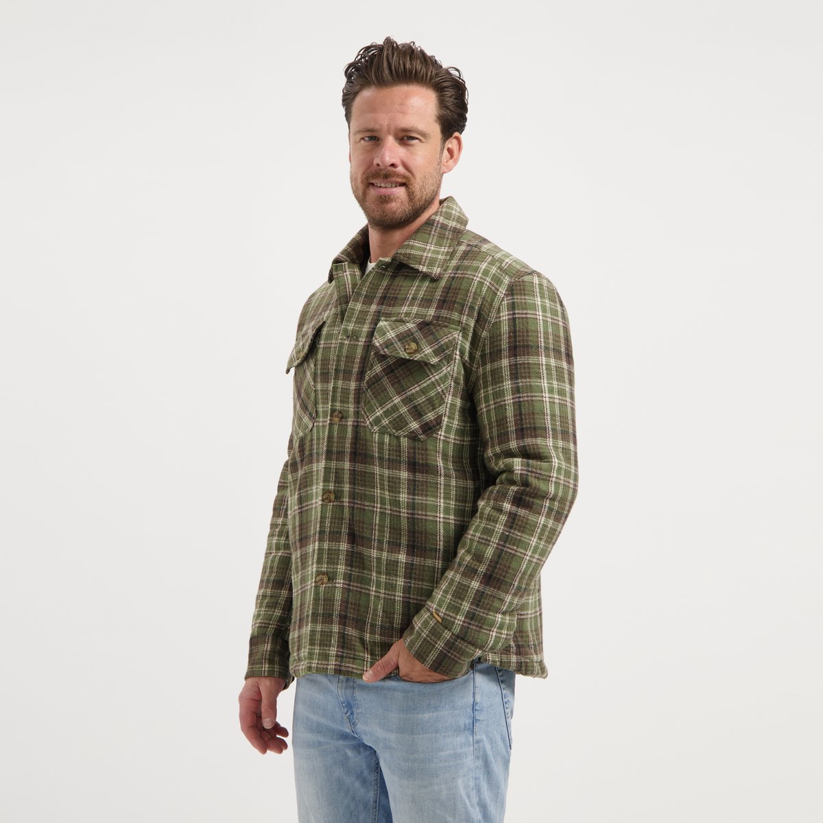 MGO Duke Heren Tussenjas/Shacket Gevoerd overshirt Groen