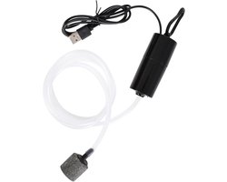 Luchtpompje Aquarium - Aquarium Zuurstof Pomp - luchtpompje - USB Mini Aquarium Luchtpomp - 1W Energiebesparende Beluchter - Draagbare Aquarium Luchtpomp - Met luchtsteen en siliconen slang - Zwart