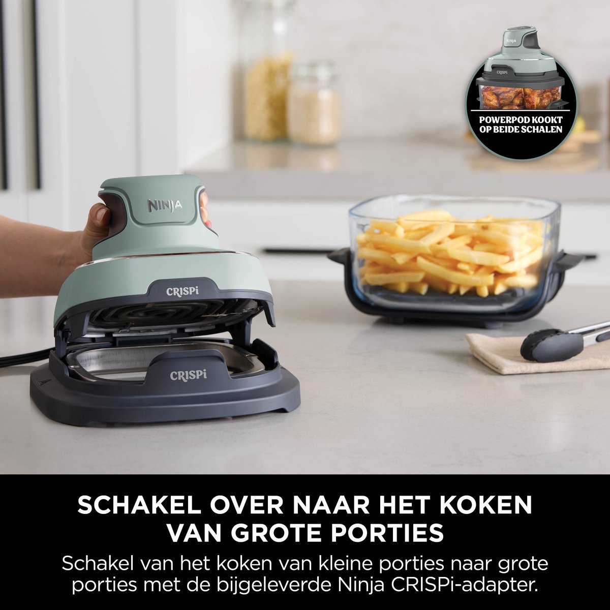 Afbeelding 2 van Ninja CRISPi 4-in-1 compacte glazen airfryer - Groen - FN101EUSG