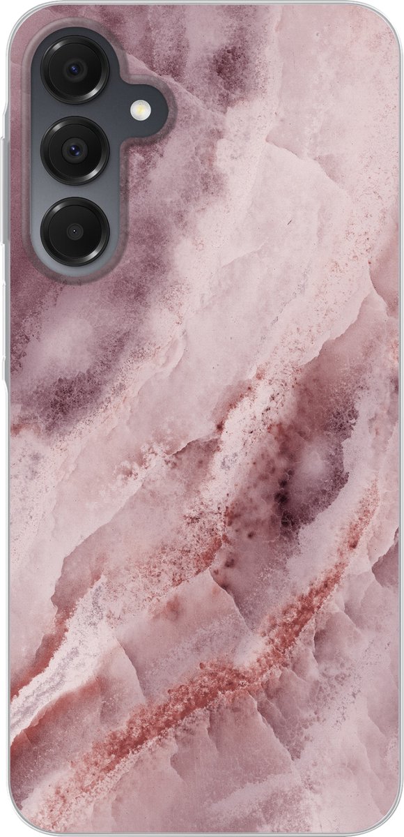 Telefoonhoesje Geschikt voor Samsung Galaxy A16 hoesje - Natuursteen - Roze - Luxe - Siliconen Telefoonhoesje Telefoonhoesje