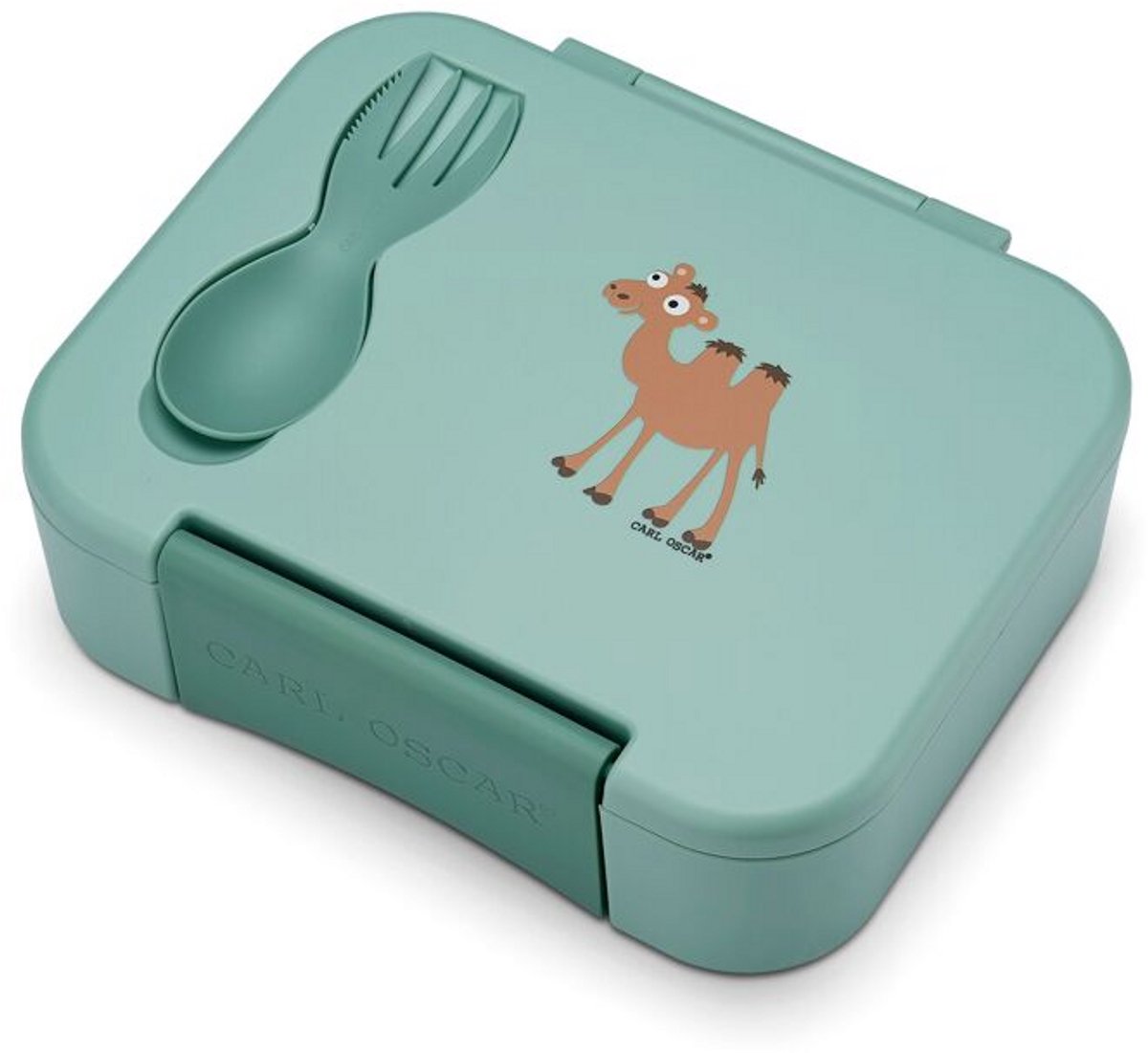Carl Oscar - BentoBox – Camel - Groen - BPA-vrij– 3-vaks – Lunchbox voor Kinderen - Ø 18.3 x 15.3 x 5.7 cm