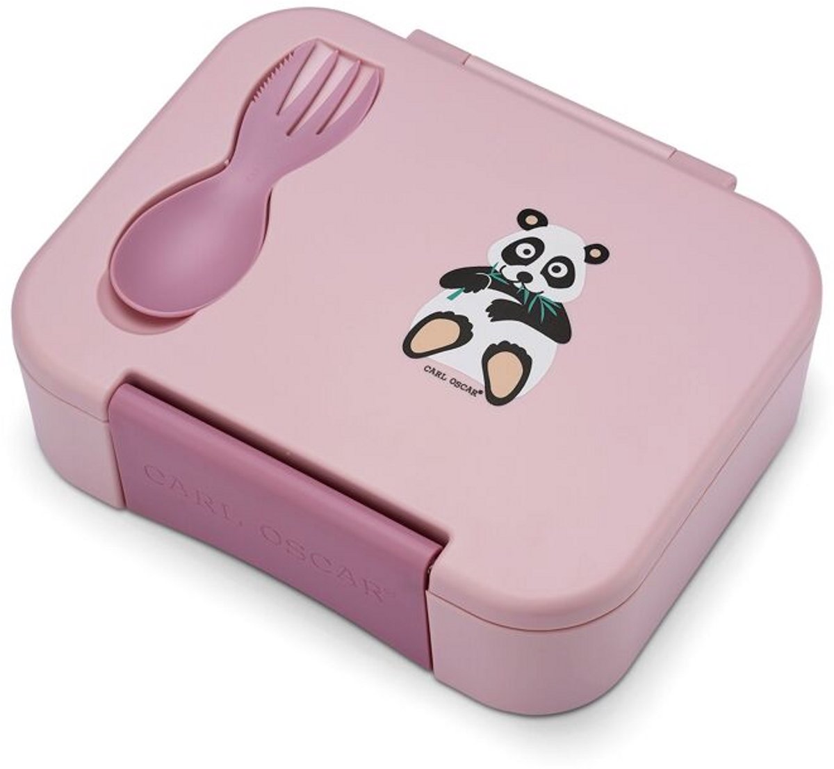 Carl Oscar BentoBox – Panda – Lichtroze - BPA-vrij– 3-vaks – Lunchbox voor Kinderen - Ø 18.3 x 15.3 x 5.7 cm